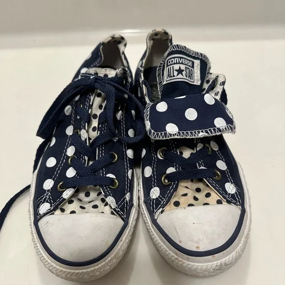 Converse Navy Polka Dot Sneakers - Picture 2 of 4